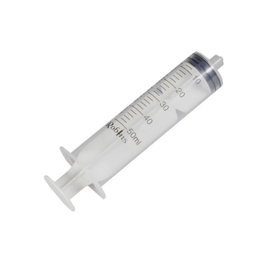 Afbeeldingen van Wegwerpspuit Robins luer lock 50 ml 3-delig