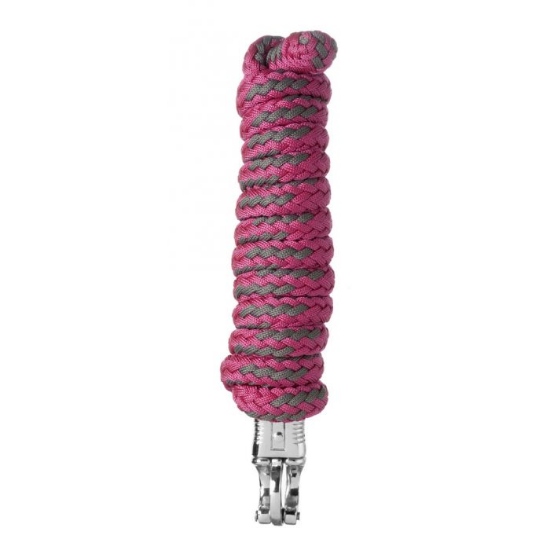 Afbeeldingen van Halsterlijn USG fuchsia/grijs met paniekhaak