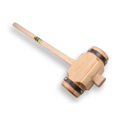 Afbeeldingen van Sleg van rond hout met ovale Atlas steel 100 cm