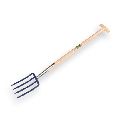 Afbeeldingen van Spitvork blauw 4-tands met Atlas steel 85 cm