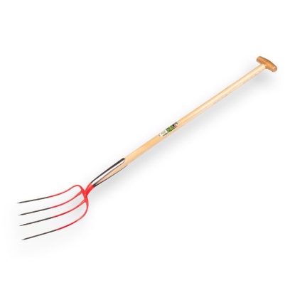 Afbeeldingen van Mestvork Offner 4 tands met dubbele veren met T-steel 100 cm