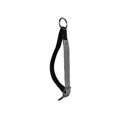 Afbeeldingen van Schapenhalsriem 70cm zwart nylon met leer en ring
