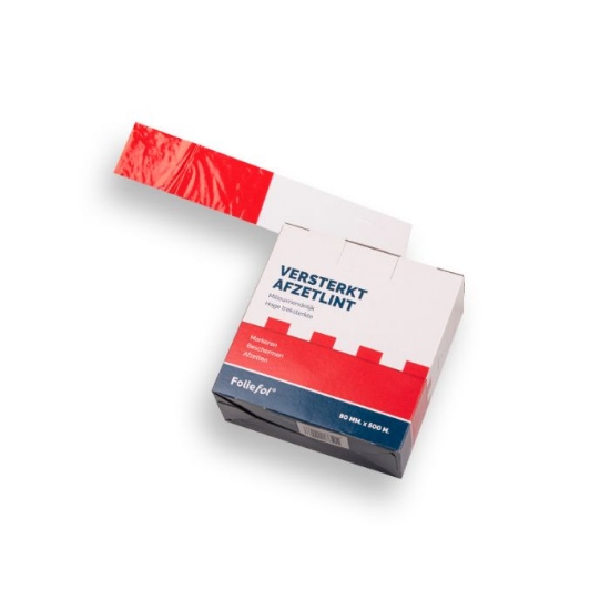 Afbeeldingen van Afzetband 8 cm versterkt rood/wit