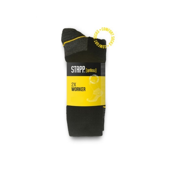 Sokken STAPP Yellow Worker zwart 2-pack