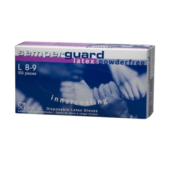 Afbeeldingen van Handschoen Semperguard latex poedervrij XL 90 stuks