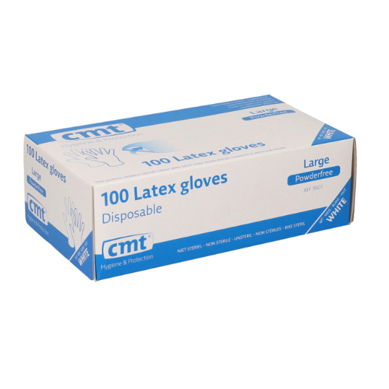 Handschoen CMT wit latex poedervrij