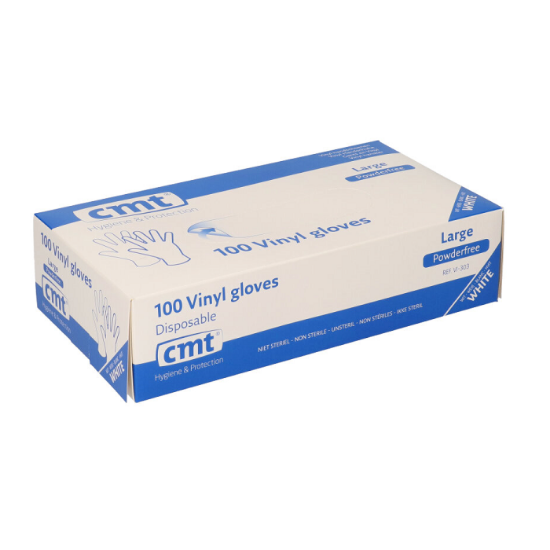 Handschoen CMT wit vinyl poedervrij
