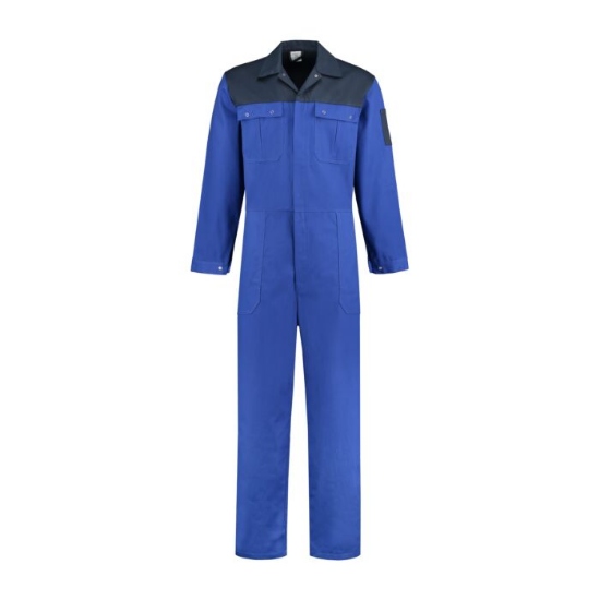 Afbeeldingen van Overall 2-kleurig 100% katoen - Korenblauw/Navy - mt. 53