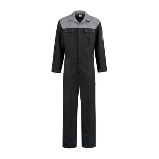 Afbeeldingen van Overall 2-kleurig - 100% katoen - zwart/grijs - mt. 52